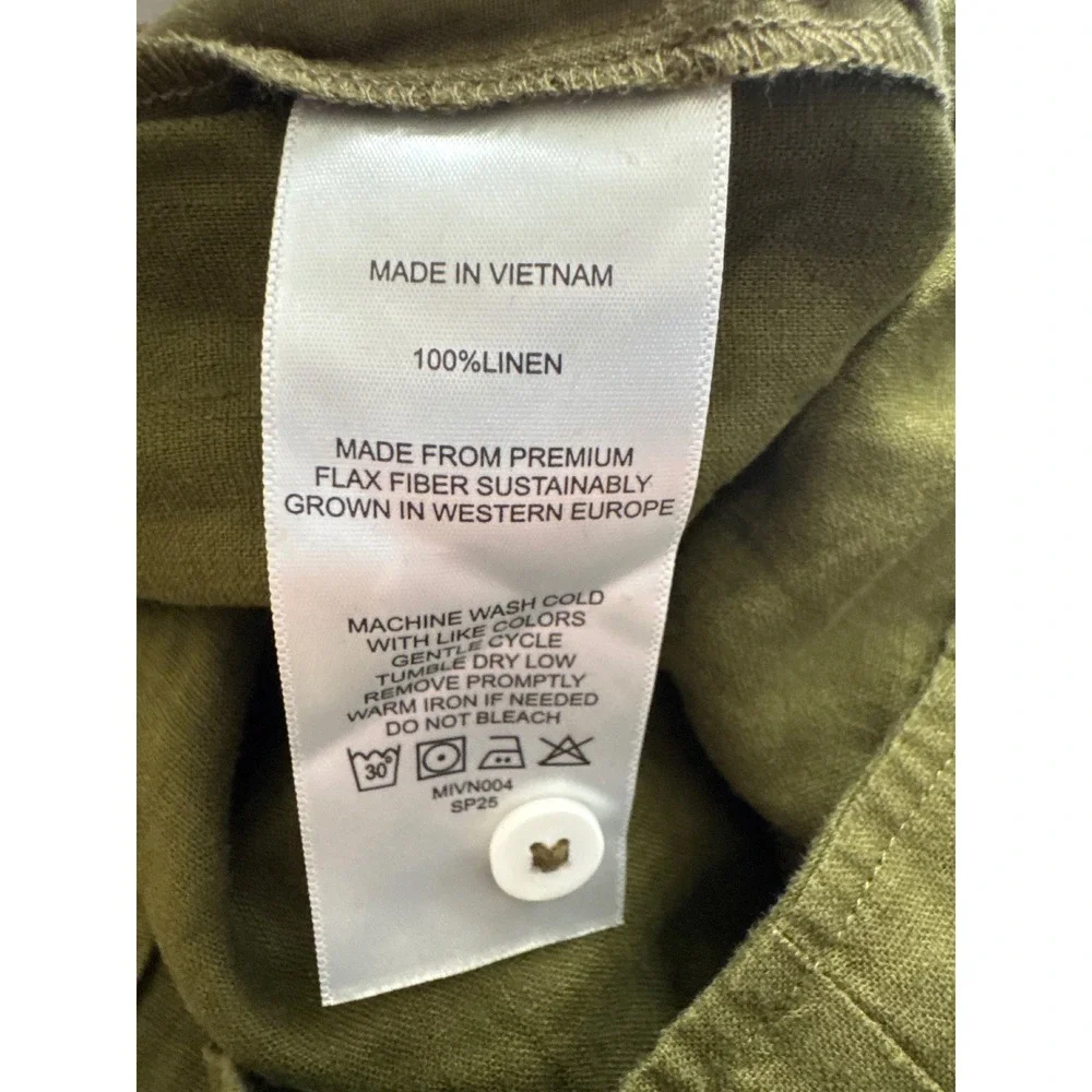 Quince Olive Green 100% Linen Wide Leg Jumpsuit Womens Small NWT Sustainable
